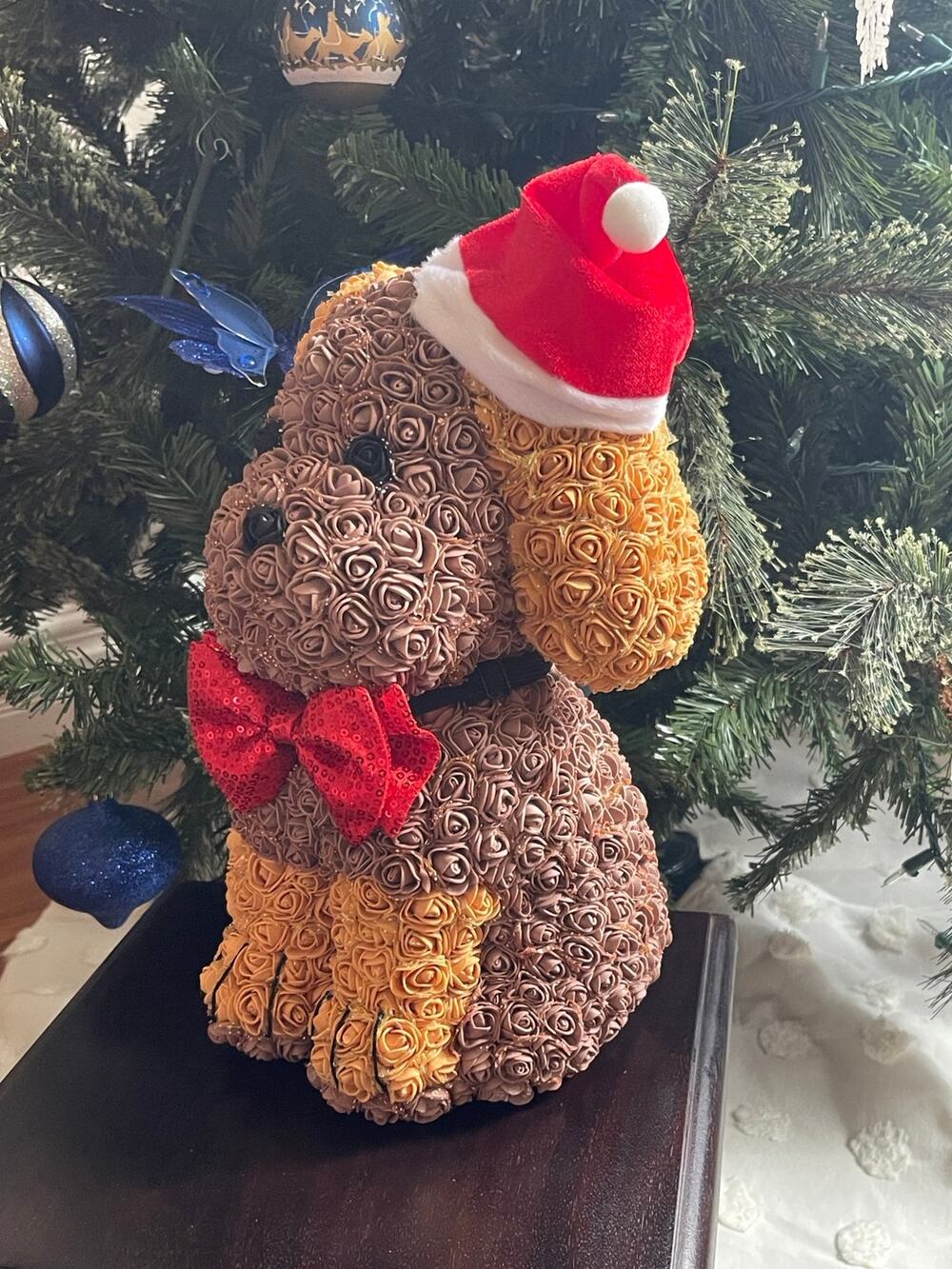 Handmade Christmas Puppy From Roses